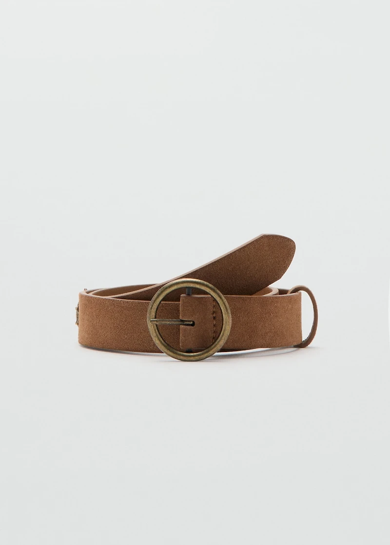 Leather belt with sun designs