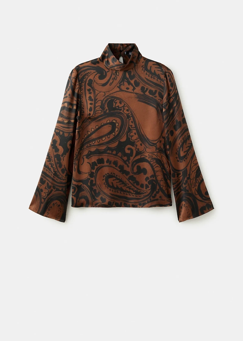 Paisley-print satin blouse