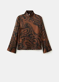 Paisley-print satin blouse