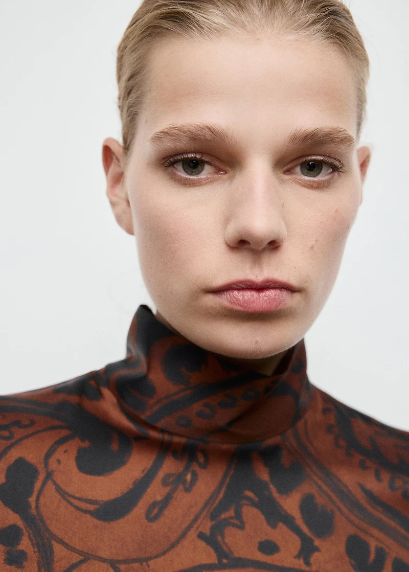 Paisley-print satin blouse