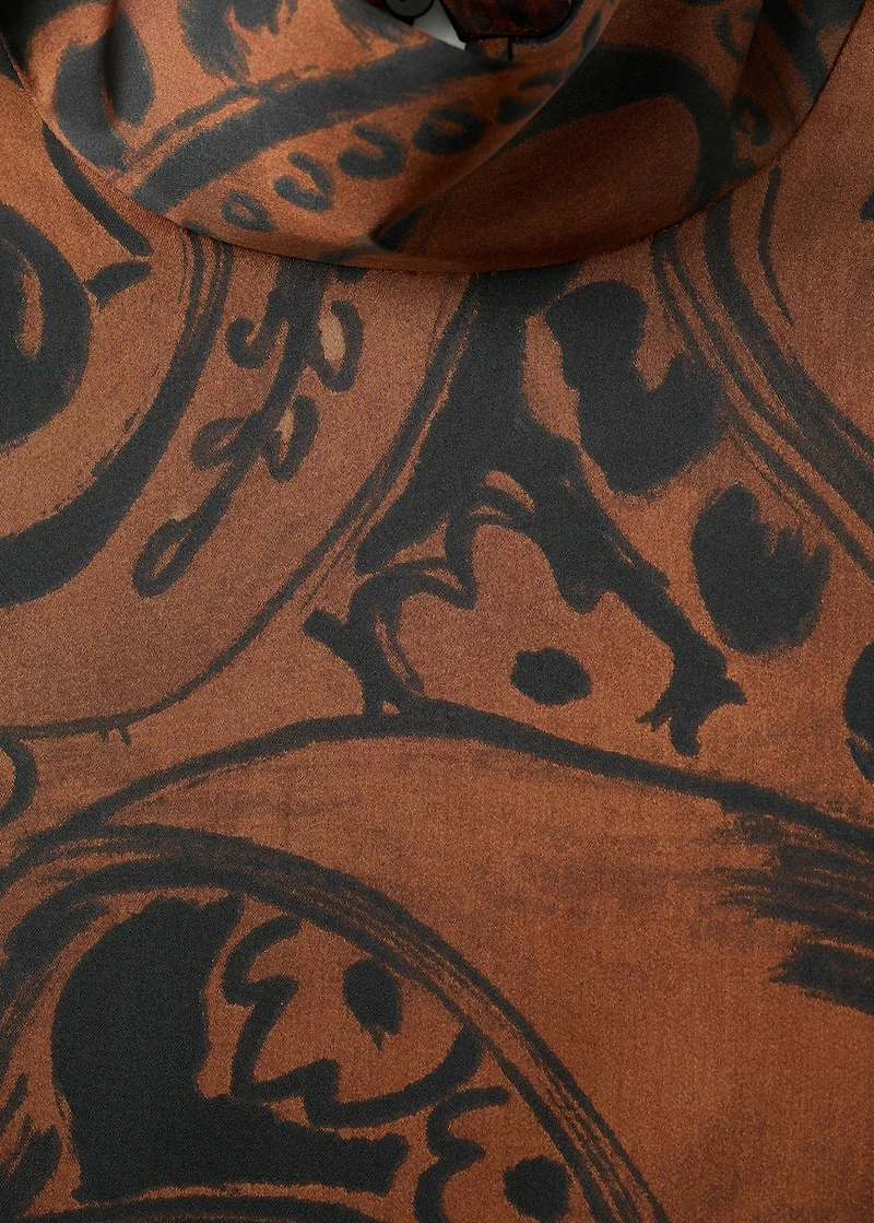 Paisley-print satin blouse