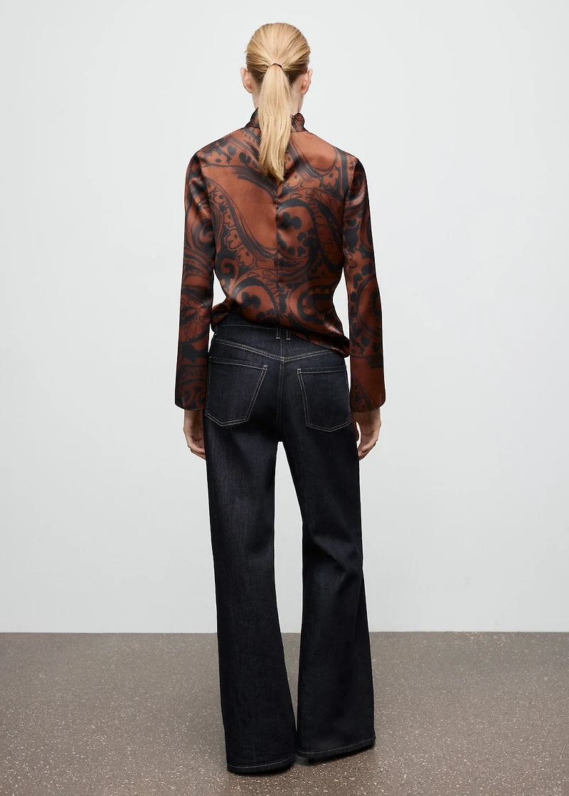 Paisley-print satin blouse