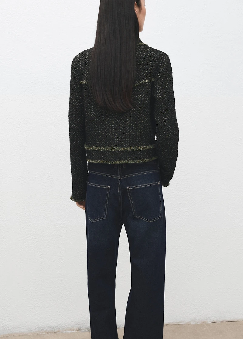 Tweed jacket with notched lapel collar