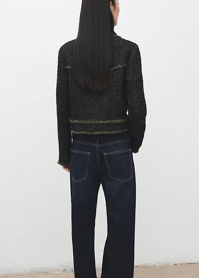 Tweed jacket with notched lapel collar