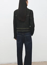 Tweed jacket with notched lapel collar