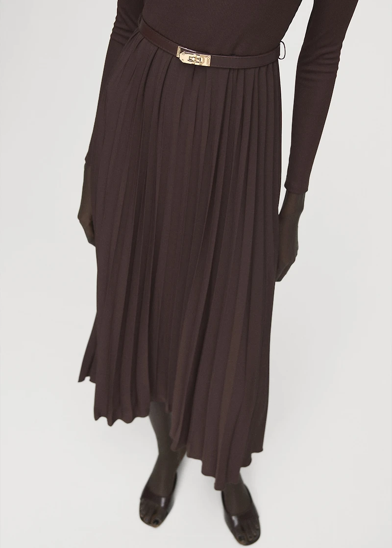 Flared midi-dress with belt