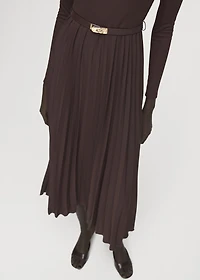 Flared midi-dress with belt