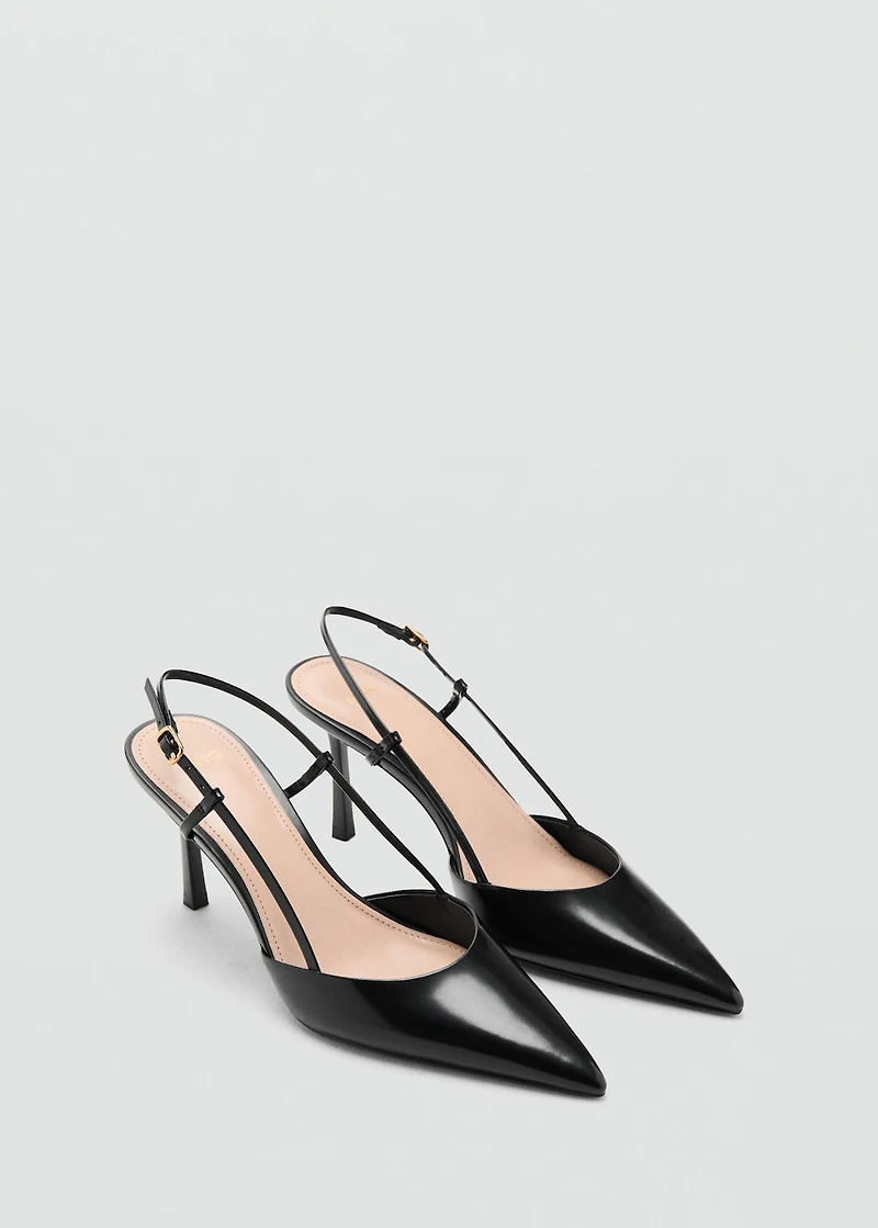 Pointed-toe leather heeled shoes