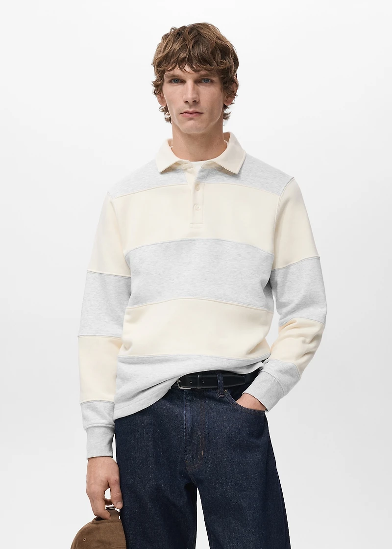 Striped polo sweatshirt