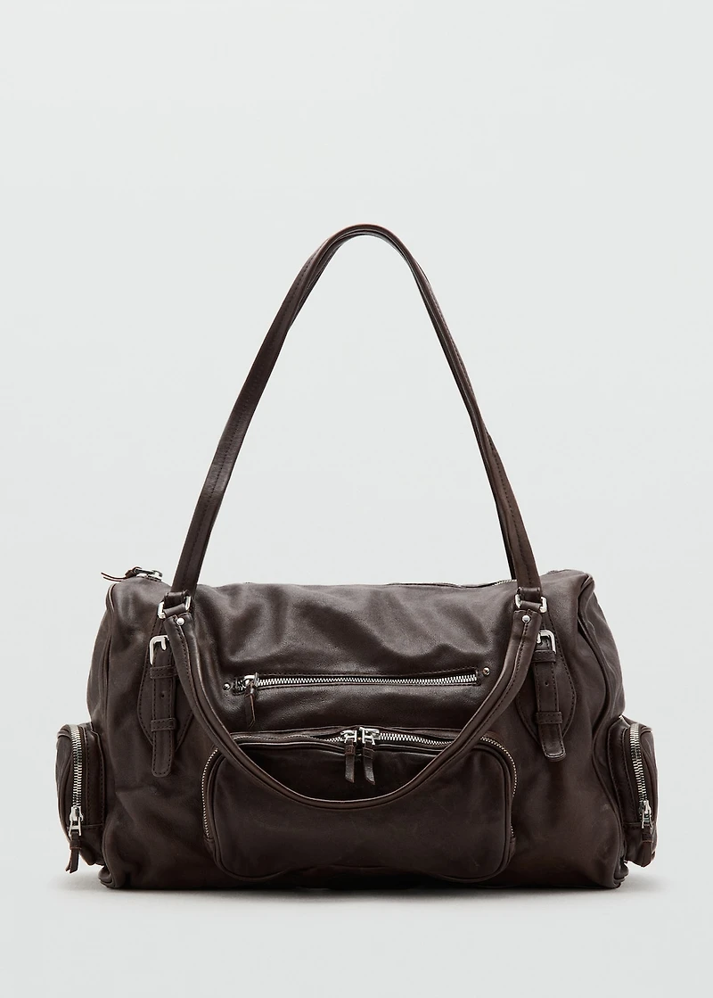 Large leather bowling bag