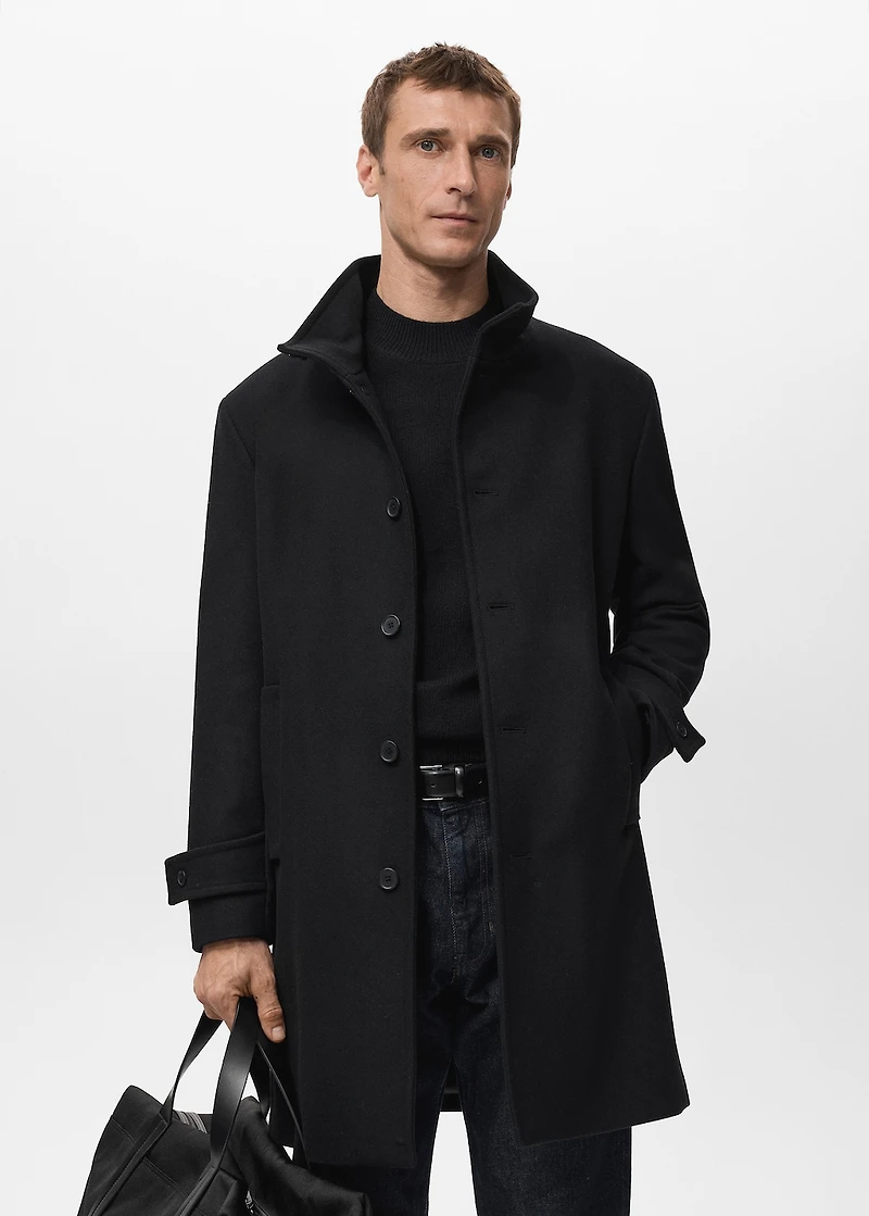 Wool funnel neck coat