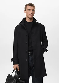 Wool funnel neck coat