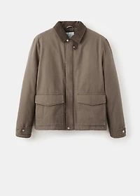 Quilted jacket with corduroy collar