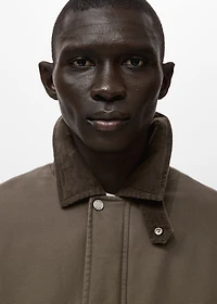 Quilted jacket with corduroy collar