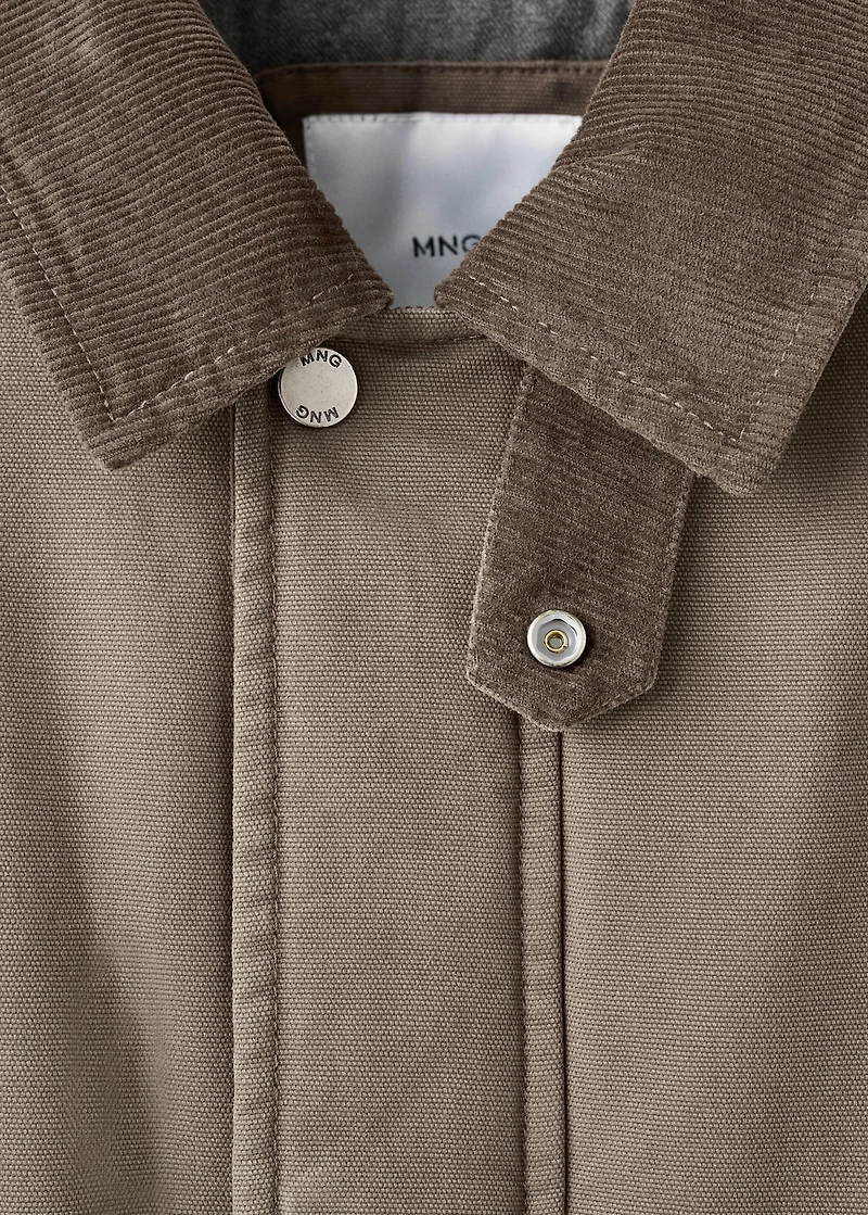 Quilted jacket with corduroy collar