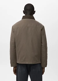 Quilted jacket with corduroy collar