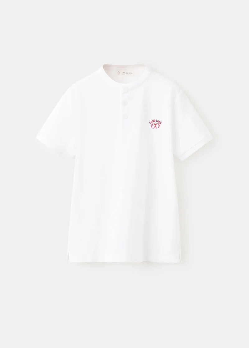 Printed cotton polo shirt