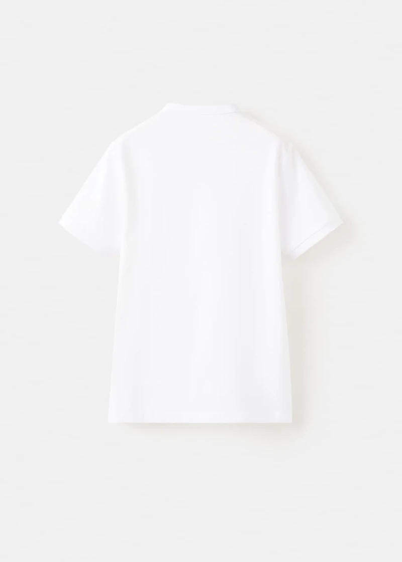 Printed cotton polo shirt