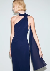 Asymmetrical dress with scarf