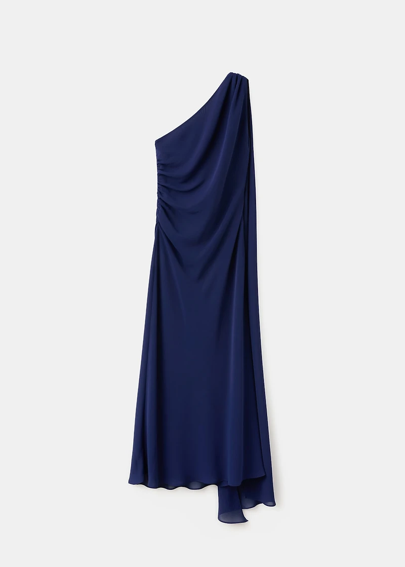 Asymmetrical dress with scarf