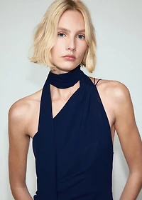 Asymmetrical dress with scarf