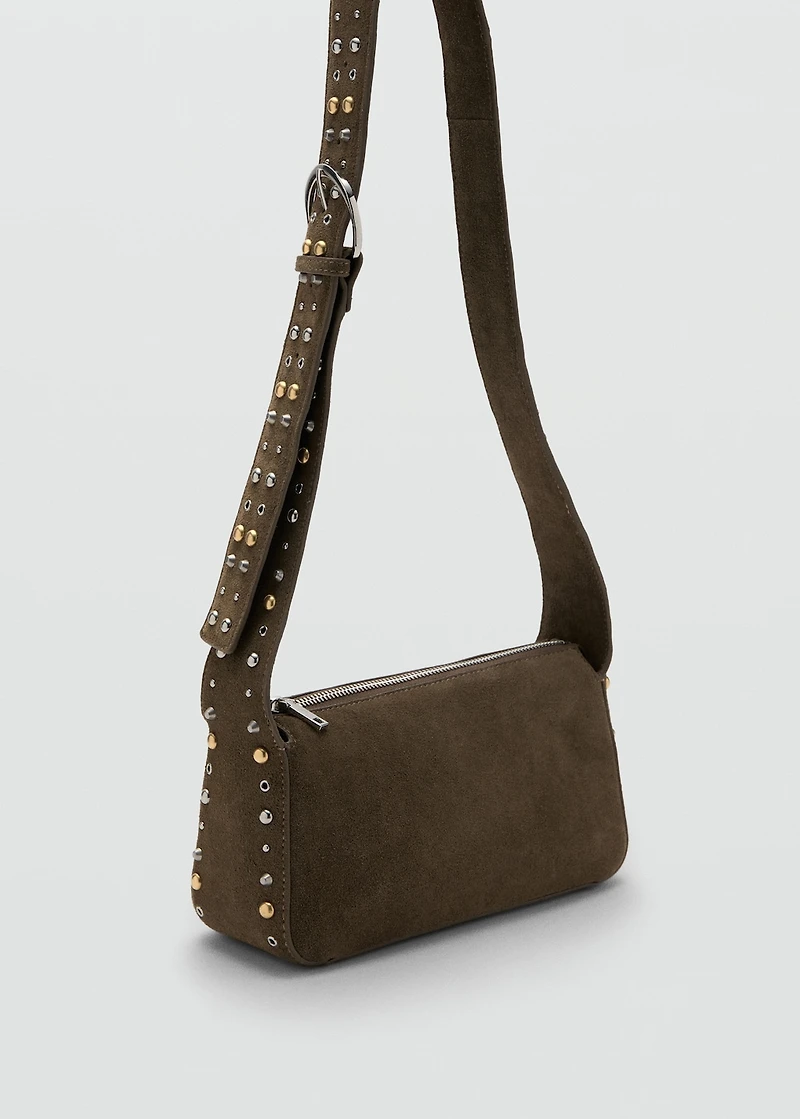 Suede crossbody bag with studs