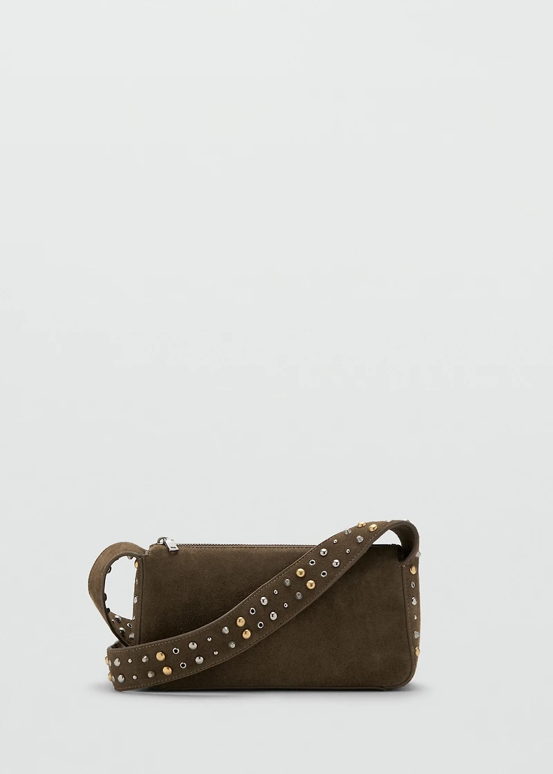 Suede crossbody bag with studs