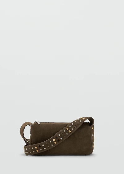 Suede crossbody bag with studs