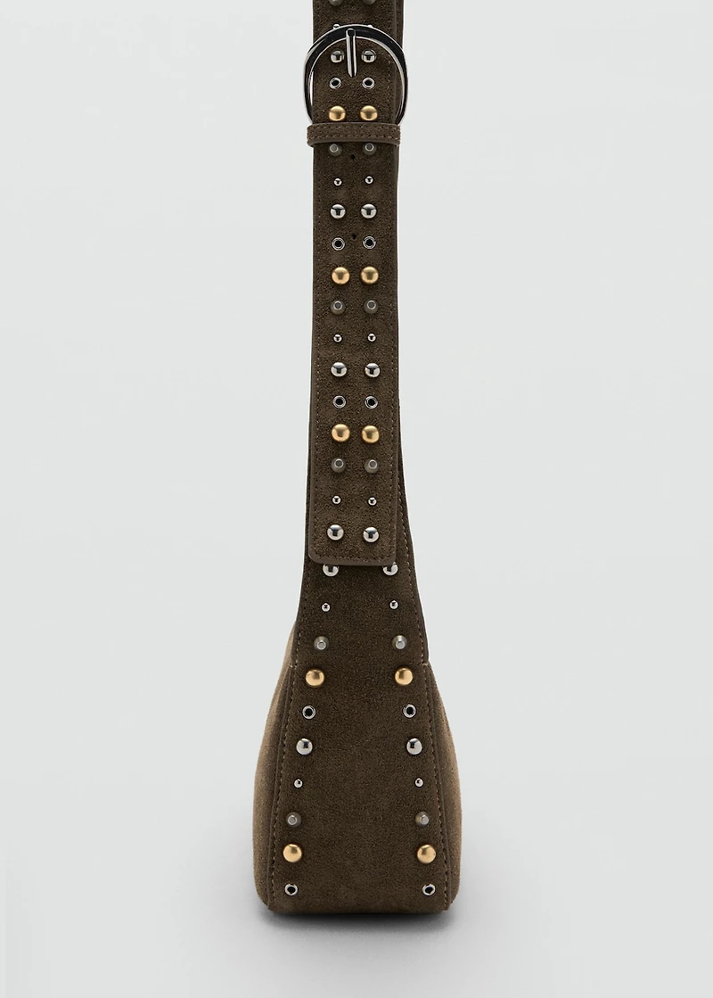 Suede crossbody bag with studs