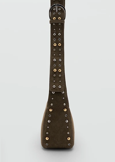 Suede crossbody bag with studs