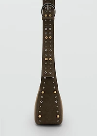 Suede crossbody bag with studs