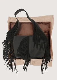Fringed leather bag