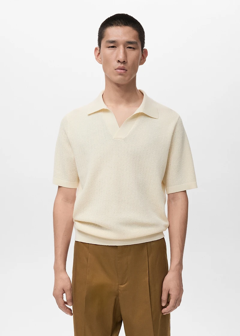 Short-sleeve knitted polo shirt