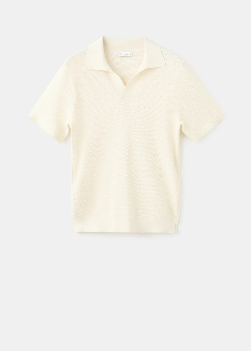 Short-sleeve knitted polo shirt