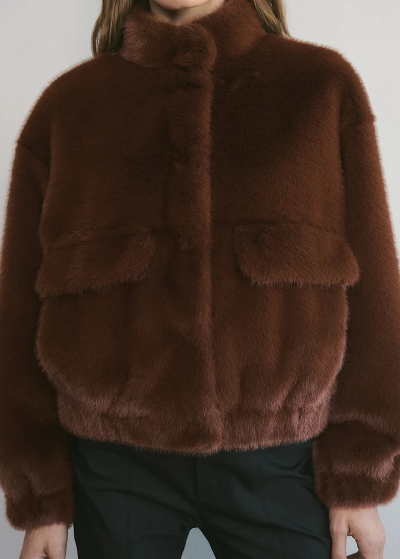 Faux-fur jacket with pockets