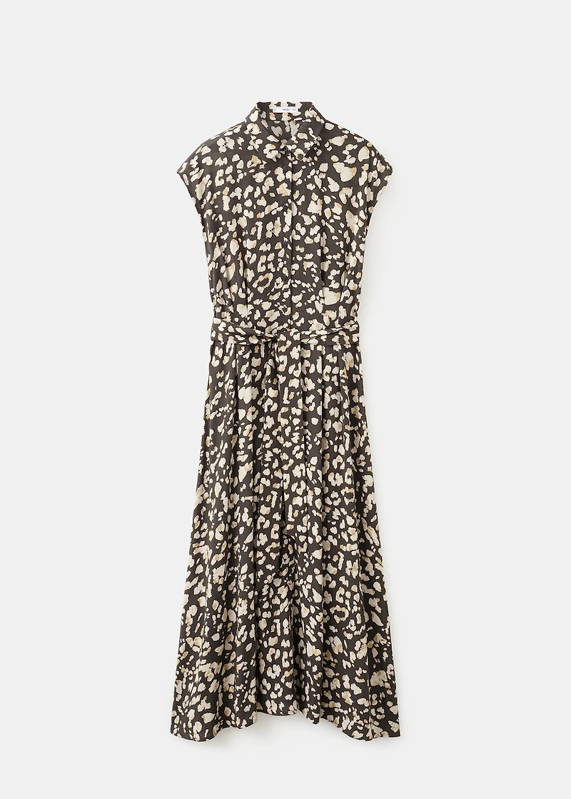 Printed shirt dress with belt