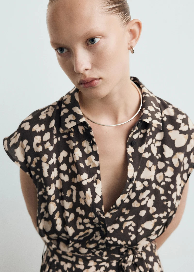 Printed shirt dress with belt