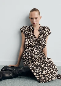 Printed shirt dress with belt