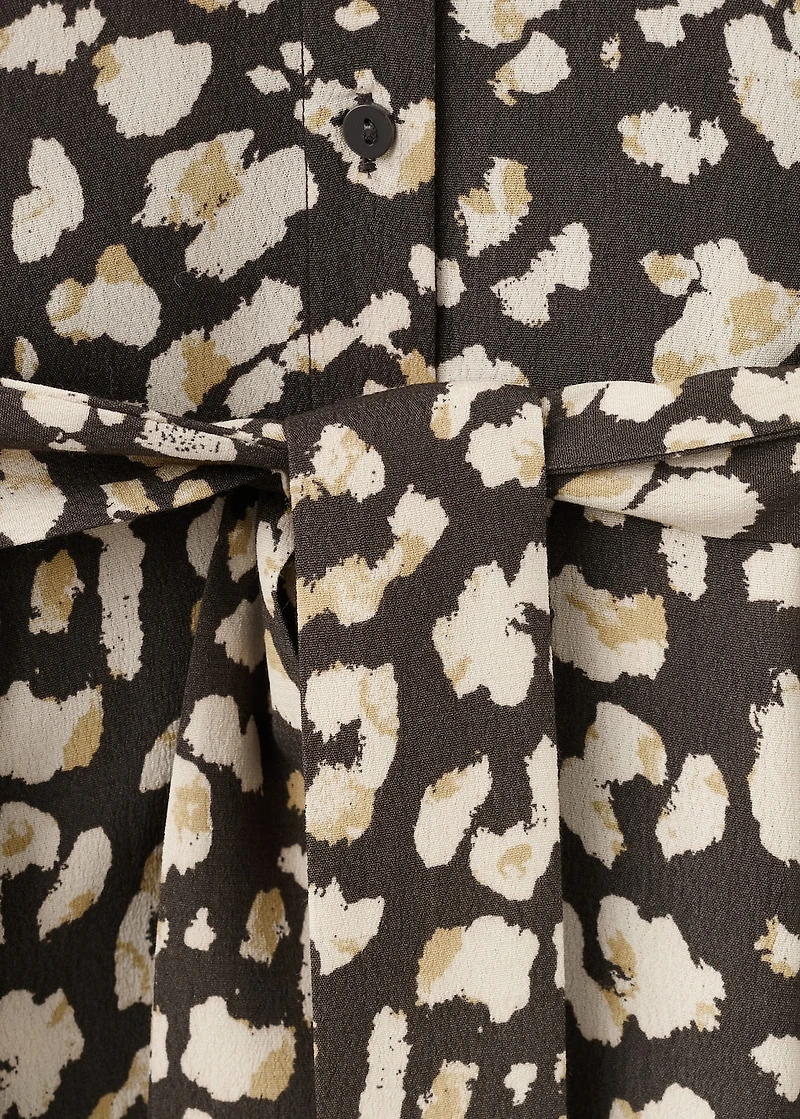 Printed shirt dress with belt
