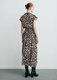 Printed shirt dress with belt