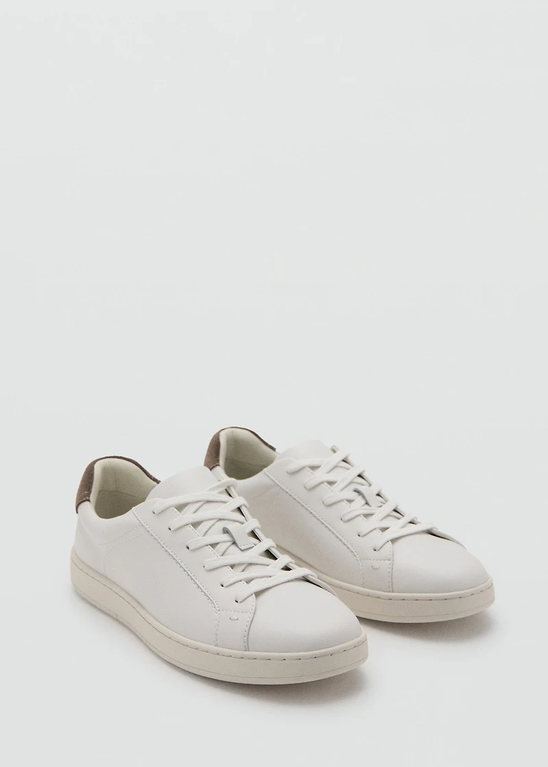 Contrasting panel leather sneakers