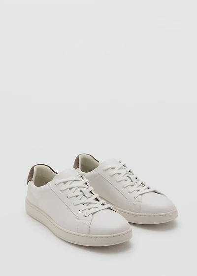 Contrasting panel leather sneakers
