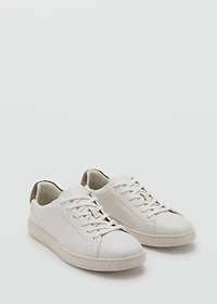 Contrasting panel leather sneakers