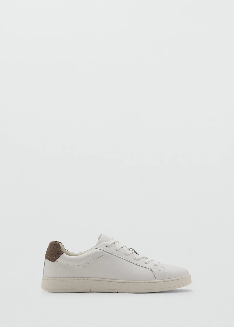 Contrasting panel leather sneakers