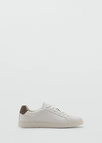 Contrasting panel leather sneakers