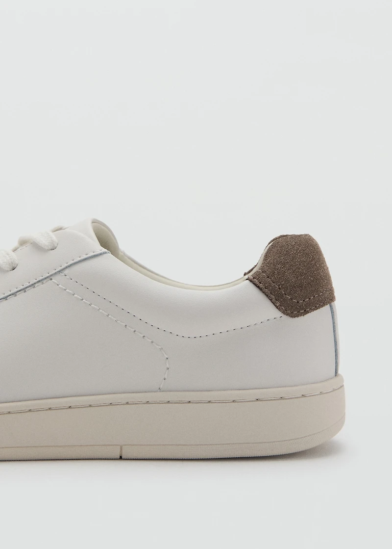 Contrasting panel leather sneakers