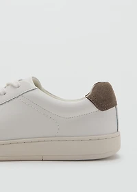 Contrasting panel leather sneakers