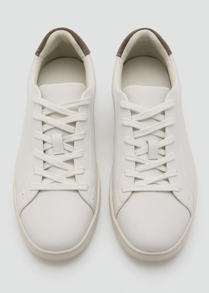 Contrasting panel leather sneakers