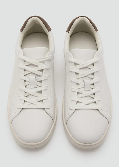 Contrasting panel leather sneakers