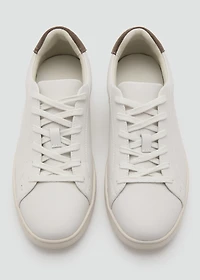 Contrasting panel leather sneakers